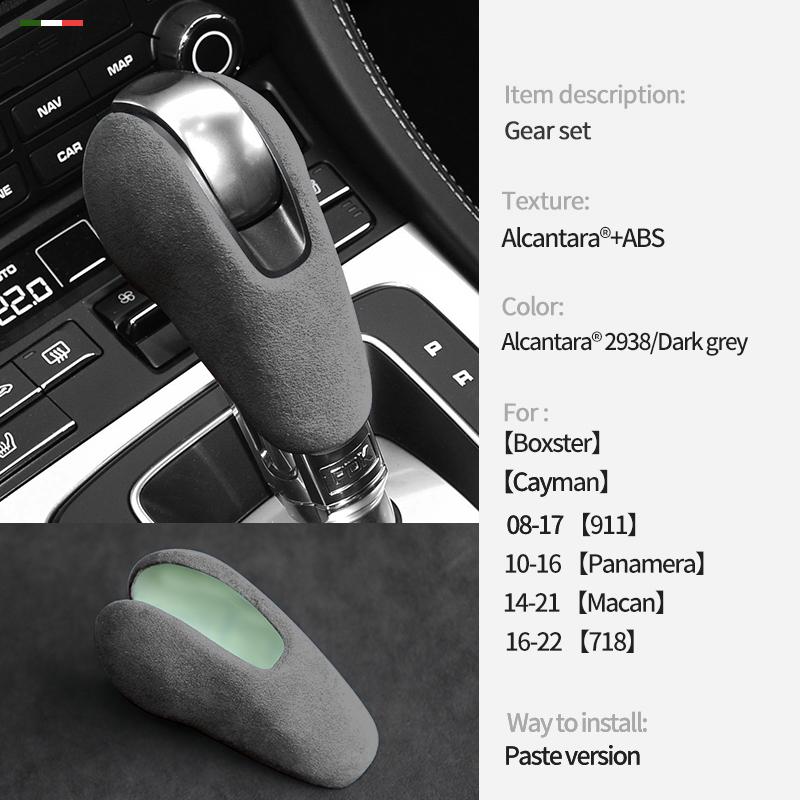 For Porsche Boxster Cayman Panamera Macan 911 718 Car Center Console Gear Shift Head Knob Cover Trim Alcantara Suede Part Refit
