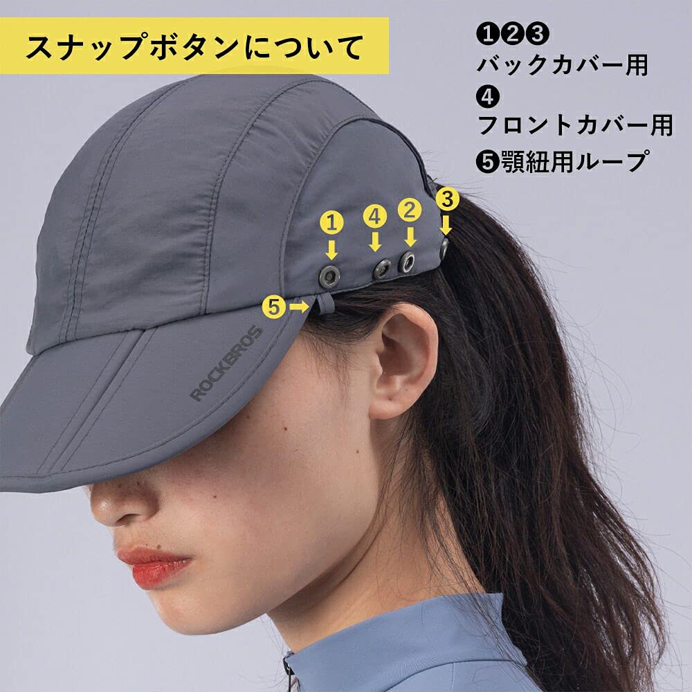 Rockbros Sun Hat Cap Face Cover Hat for and Outdoor Activities UV Protection Mesh Material Breathable Foldable with Chin Strap Unisex Compact
