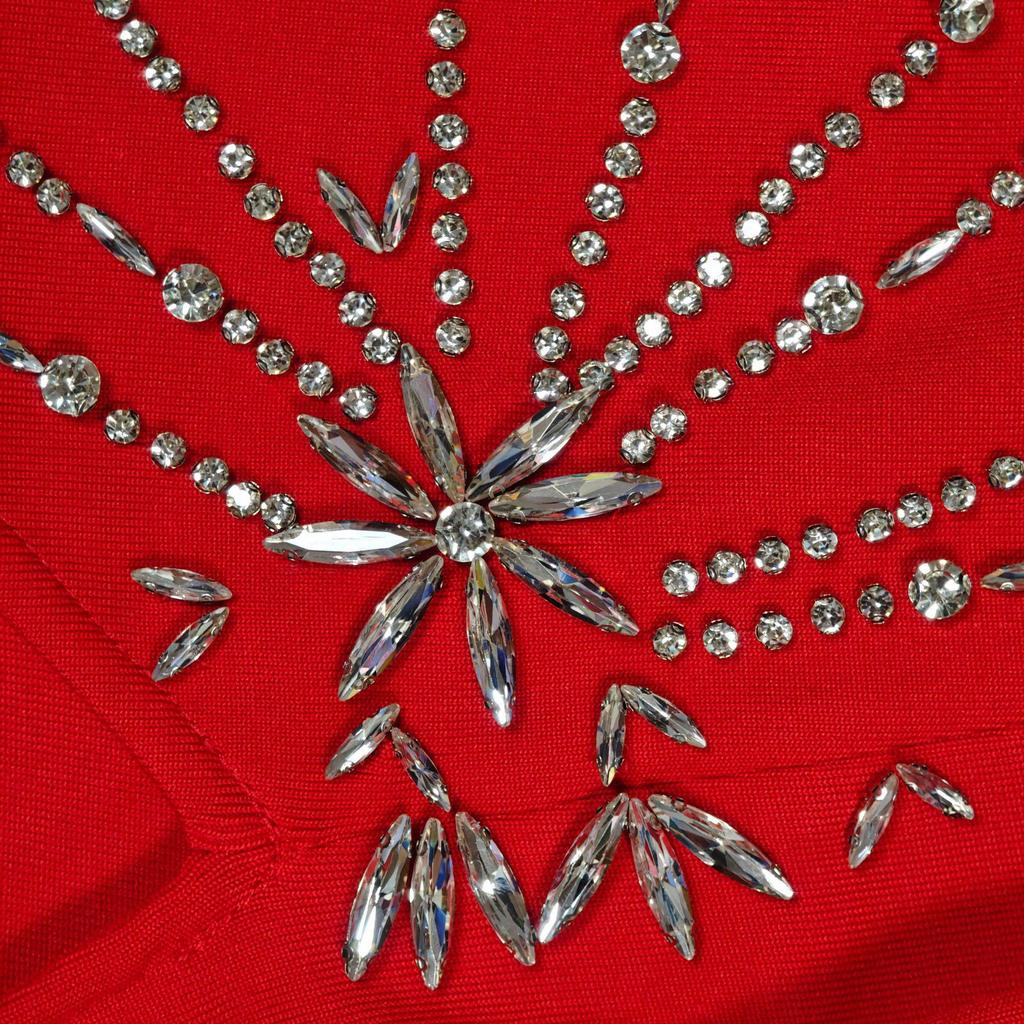 Элегантное вечернее платье с кристаллами, облегающее - Европейский и американский стиль