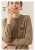 Women's Cashmere Round-Neck Sweater Cardigan - Loose, Cozy Autumn/Winter Knitwear.