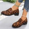 Fashion Autumn New Thick Heel Shoes Women's Fashion Round Head Deep Mouth Leopard Print Slip-on Comfortable High Heels