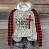 Women's Fashion Pullover Plunging Sleeve Christmas Printed Hooded Sweatshirt