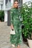 Женское модное новое платье-хиджаб с зеленым узорчатым воротником, двубортное детальное тканое платье