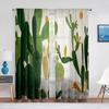 Cartoon Tropical Cactus Natural Vegetation Sheer Voile Curtains for Living Room Bedroom Kitchen Chiffon Tulle Window Curtains