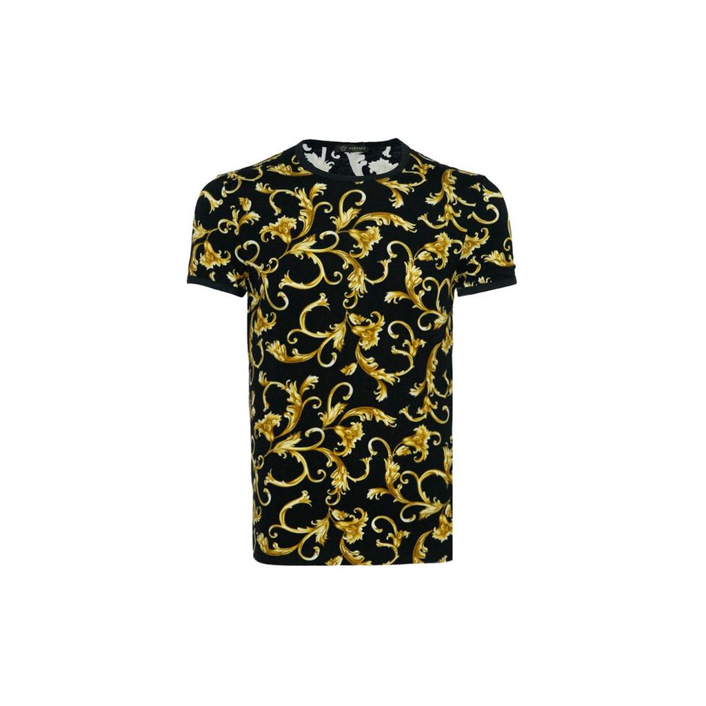 Versace Винтажная барочная футболка с круглым вырезом и коротким рукавом для мужчин AGU03003-AV00214-A732