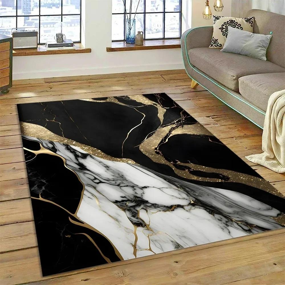 Luxurious Abstract Marble Carpet for Living Room Sofa Home Decoration Large Rugs Non-slip Bedroom Bedside Coffee Table Floor Mat