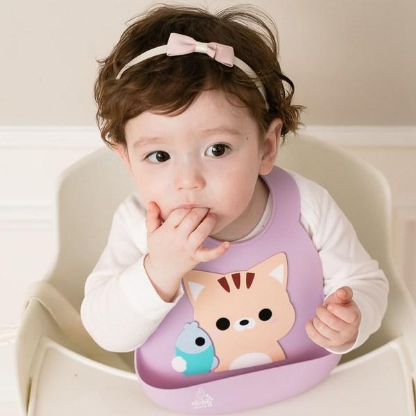 Силиконовый нагрудник Baby-chan, котик, 1 шт., 1 шт.