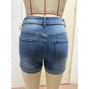 Модные эластичные джинсовые шорты с высокой талией и рваными манжетами для женщин, шорты
