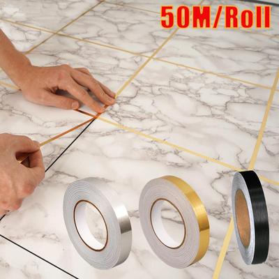 50 м наклейки на плитку, декоративная наклейка на пол, стену, фольга, клей и клей, водонепроницаемая крышка для зазора для кухни, ванной комнаты, гостиной, спальни