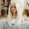 13x6 кружевные парики, светлый платиновый синтетический длинный прямой парик с лентами для женщин, повседневный косплей, волосы высокой плотности