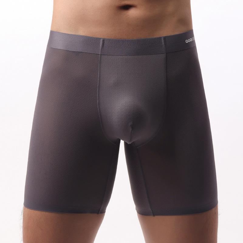 Мужские бесшовные боксеры из ледяного шелка против натирания - Дышащие, антибактериальные, удлиненные, для бега и фитнеса