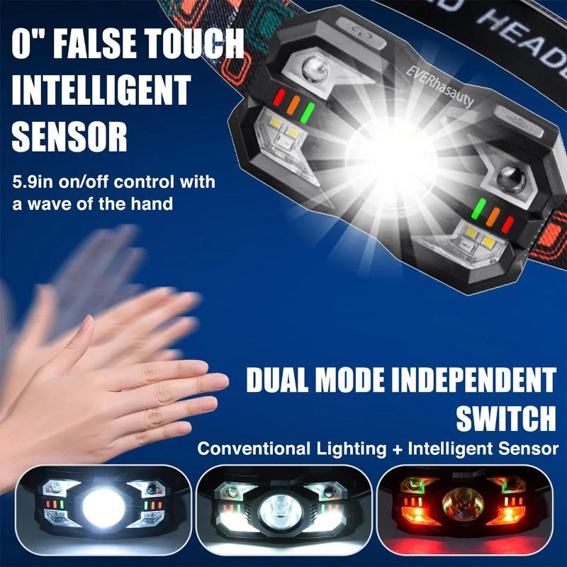 Перезаряжаемый налобный фонарь с датчиком движения Светодиодный фонарик Рабочий Мини-налобный фонарь USB Портативный Уличный Для Кемпинга Свет Беговой фонарик