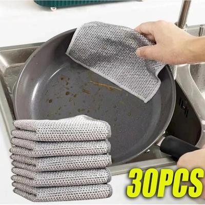 Салфетки для чистки стальной проволокой Двухслойные Волшебные Металлические Серебряные Салфетки Салфетка для мытья посуды Кухонная Кастрюля Сковорода Посуда Антипригарная Масляная Салфетка Ткань