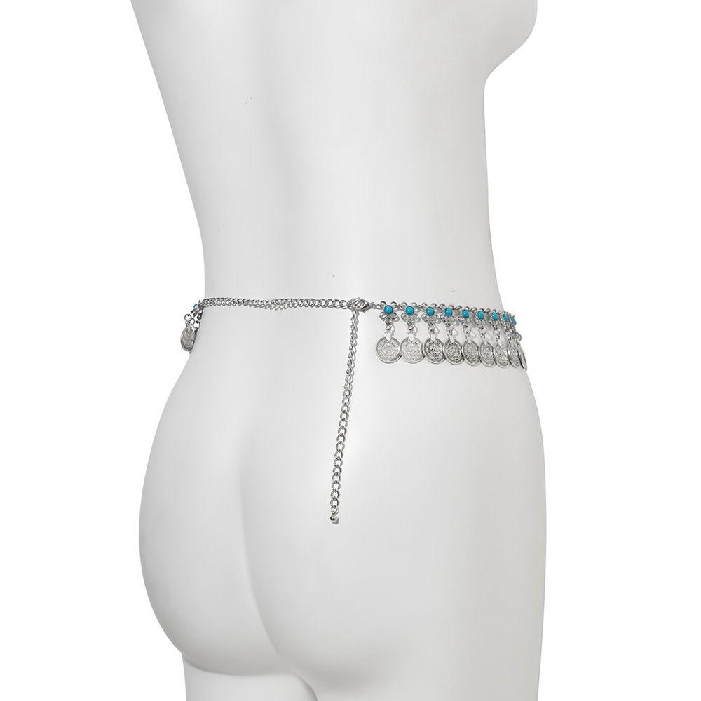 Dance Belt Beach Body Chain Coins Bead Ethnic Style Bohemian Belts Metal Belt Women Waist Chain