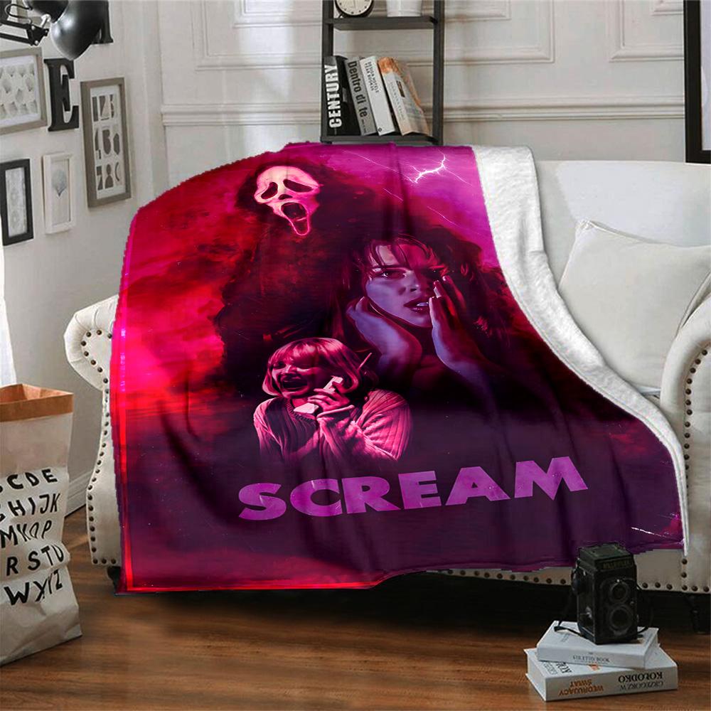 Scream Horror Movie Poster Flannel Blanket Super Soft Warm Cozy Blanket For Sofa Bed Office Travel Allseason Home Decor Gift