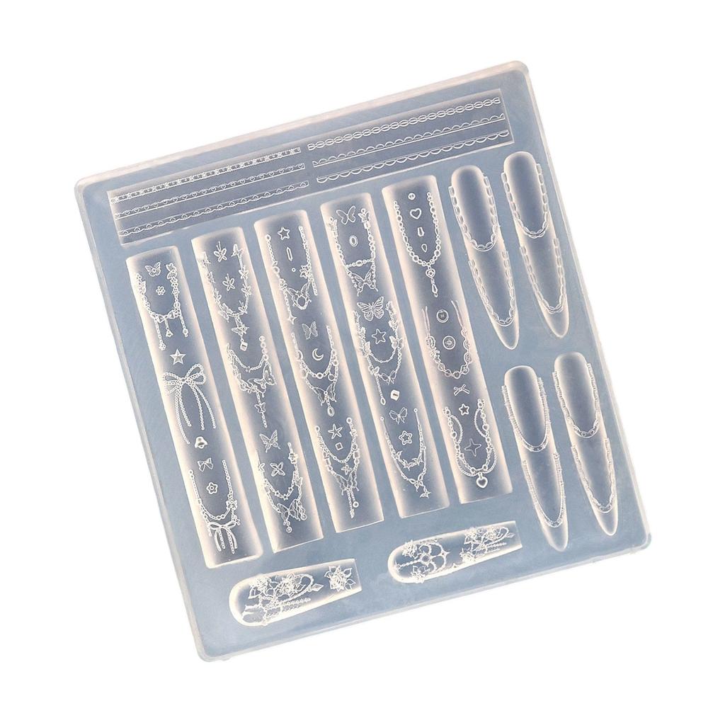 Многоразовая силиконовая форма для нейл-арта для 3D-дизайнов с узорами бабочки, цветка и луны, портативная для акриловых материалов для рукоделия