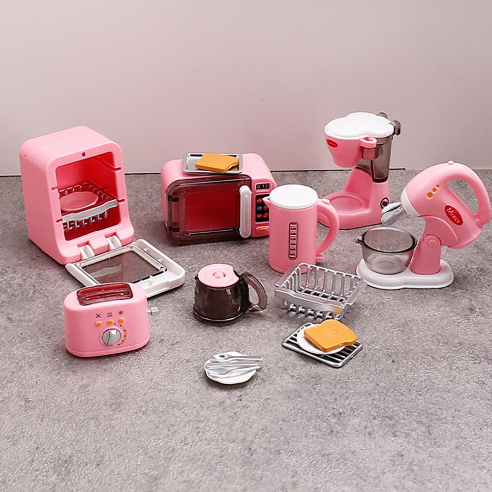 1/6 Scale Dollhouse Miniature Furniture Home Appliance Pink/Blue Coffee Machine Egg Beater Model For Doll Accessories Toys