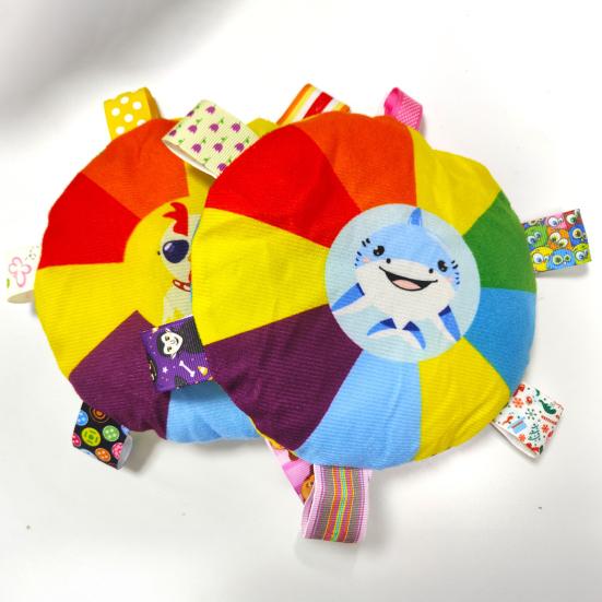 Мягкая игрушка для собак «Летающий диск», радужная плюшевая летающая тарелка, игрушка для домашних животных с колокольчиком, интерактивная игрушка для дрессировки щенков на свежем воздухе, для жевания, для маленьких, средних и больших собак