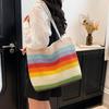 Повседневная пляжная сумка с полосатым переплетением Большая вместимость Пляжная сумка в ленивом стиле Радуга в стиле бохо Полая сумка-тоут в уличном стиле