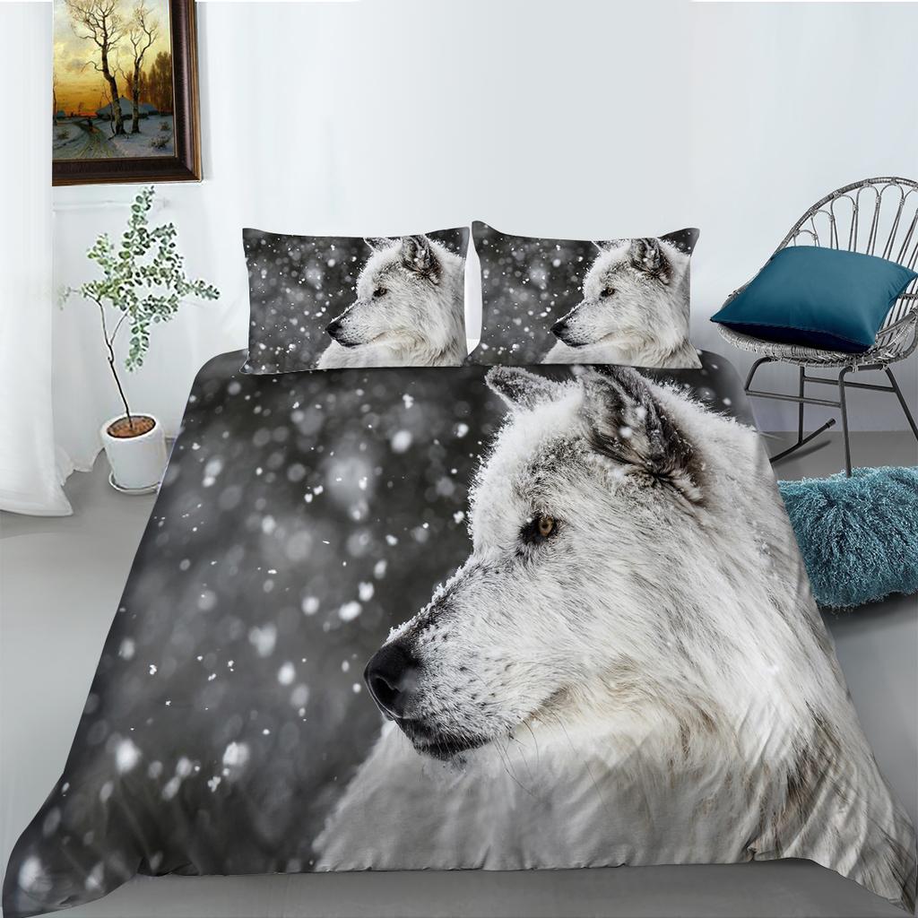 Комплект постельного белья 3D Wolf Series с жестоким лесным животным, пододеяльник, наволочка, 2 или 3 предмета, ткань из микрофибры, удобное украшение для дома