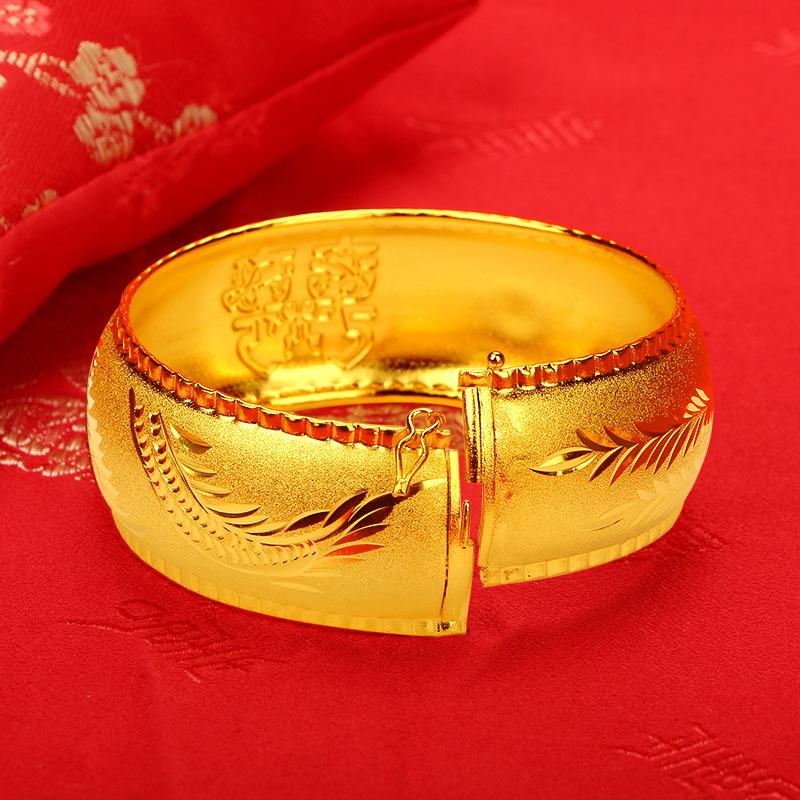 Браслет золотого цвета с драконом и фениксом, мелкий песок, мягкий и тонкий, двойное счастье, свадебное первое украшение