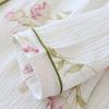 Женский пасторальный пижамный комплект - Длинный рукав, Двухслойный креп, Чистая хлопковая марля для весны, лета, осени.