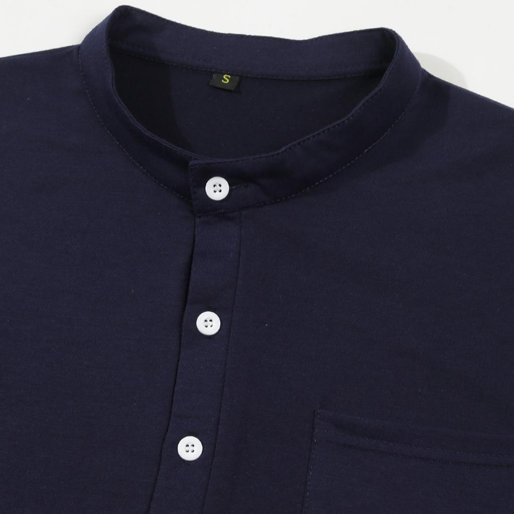 Новая мужская повседневная рубашка-поло с карманами, V-образным вырезом и пуговицами, деловая однотонная универсальная футболка с коротким рукавом