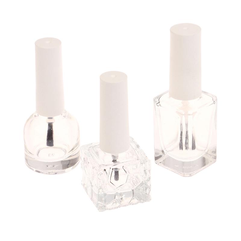 10/15 мл Пустая прозрачная стеклянная бутылочка для лака для ногтей Пустая с крышкой и кисточкой Косметические контейнеры Стеклянные бутылочки для ногтей с кисточкой