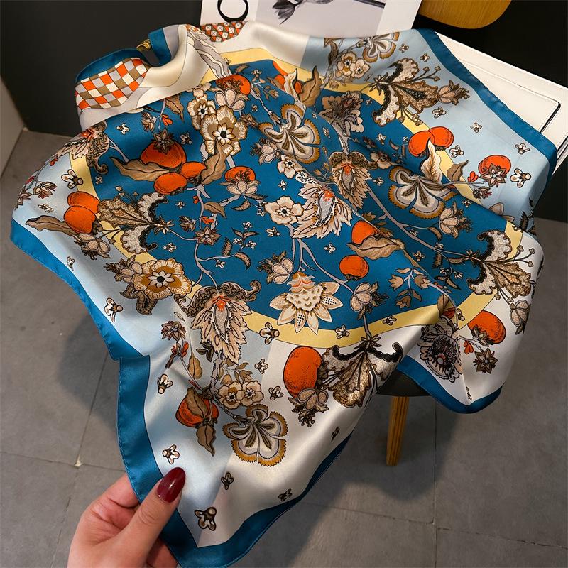 Women's 70cm Leopard Print Silk Scarf - Versatile Square Scarf for Professional and Casual Wear
