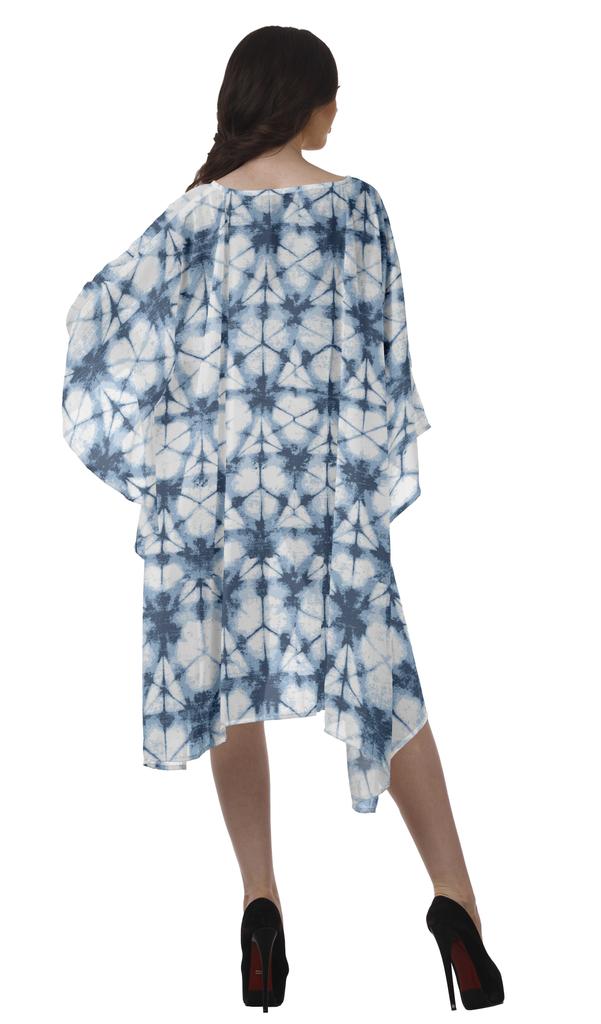 Moomaya Georgette Short Caftan Midi Dress Beach Swimwear Cover Up Womens