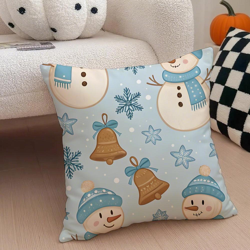 happy snowman funny casual cute Cushion Cover Throw Pillow Cover Hidden Button Durable Polyester Chair Cushion