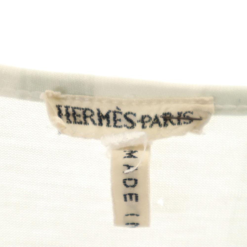 Hermes Made In Italy Long Sleeve V Neck Cut M White Women Used