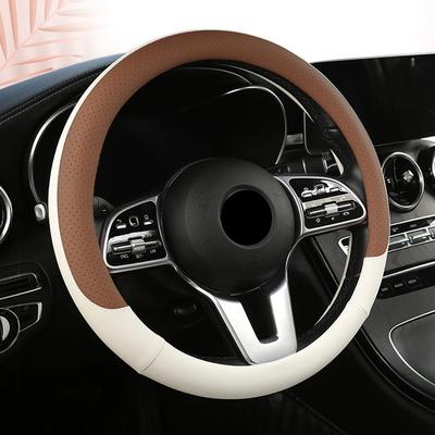 Чехол на руль автомобиля из перфорированной кожи наппа, теплый зимой и прохладный летом, нескользящий, из искусственной кожи, для руля 38 см