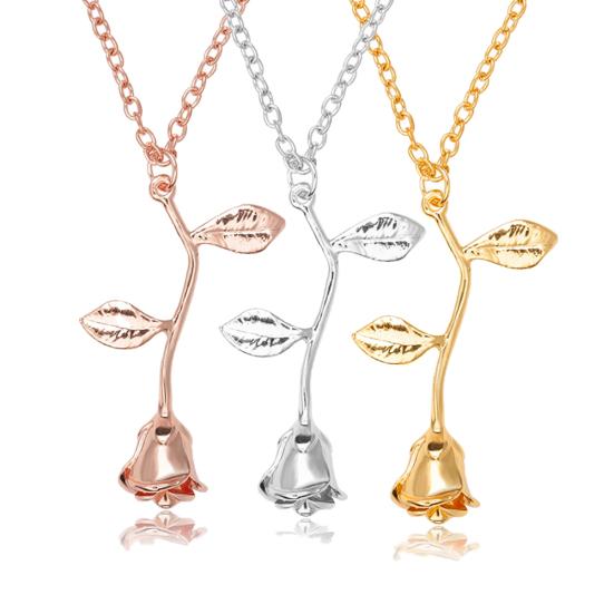 Женский кулон в виде листьев розы, длинная цепочка, ожерелье, вечерние ювелирные изделия, подарок