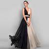Women Elegant V Neck Sleeveless Color Patchwork Bridal Maxi Long Dress Host Wedding Bride Bridesmaids Party Gowns