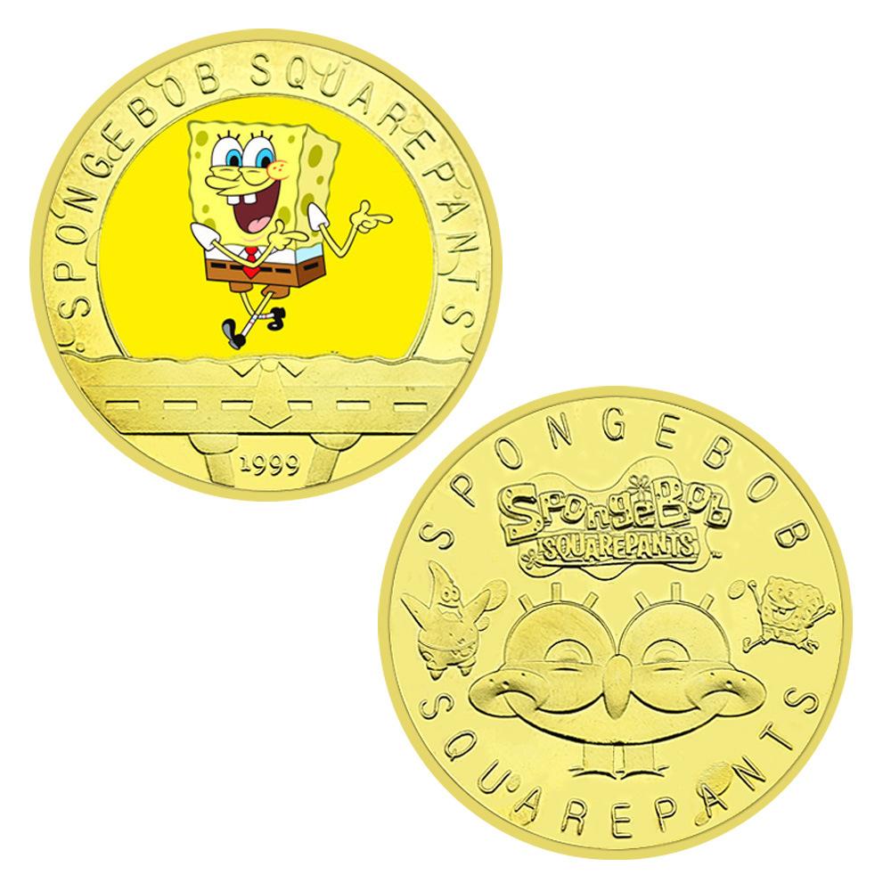 American Animation Sponge Gold Plated Color Commemorative Coin Animation Commemorative Medal Collection Gift