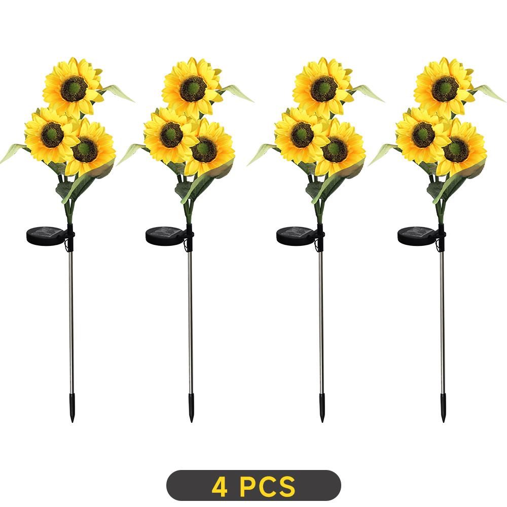 Солнечные фонари Подсолнухи Садовые Имитация цветов Уличные Водонепроницаемые Колышковые фонари Двор Цветочная клумба Дорожка Патио Веранда Декор
