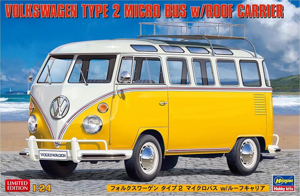 Hasegawa Volkswagen Type 2 Microbus Carrier Plastic Model 20689 1/24 w/Roof