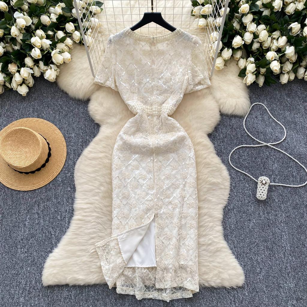 Summer Small Size Women Embroidery Flower Sequined Slim Bodycon Student Princess Party Dresses For Graduation