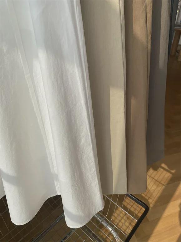 Новое поступление: Женская юбка А-силуэта с высокой талией из выстиранного хлопка - Свободная, повседневная, универсальная, в японском стиле, для весны и лета