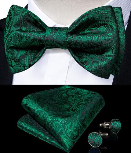 Мужской шелковый галстук-бабочка, синий регулируемый галстук-бабочка, набор запонок с цветочным принтом пейсли