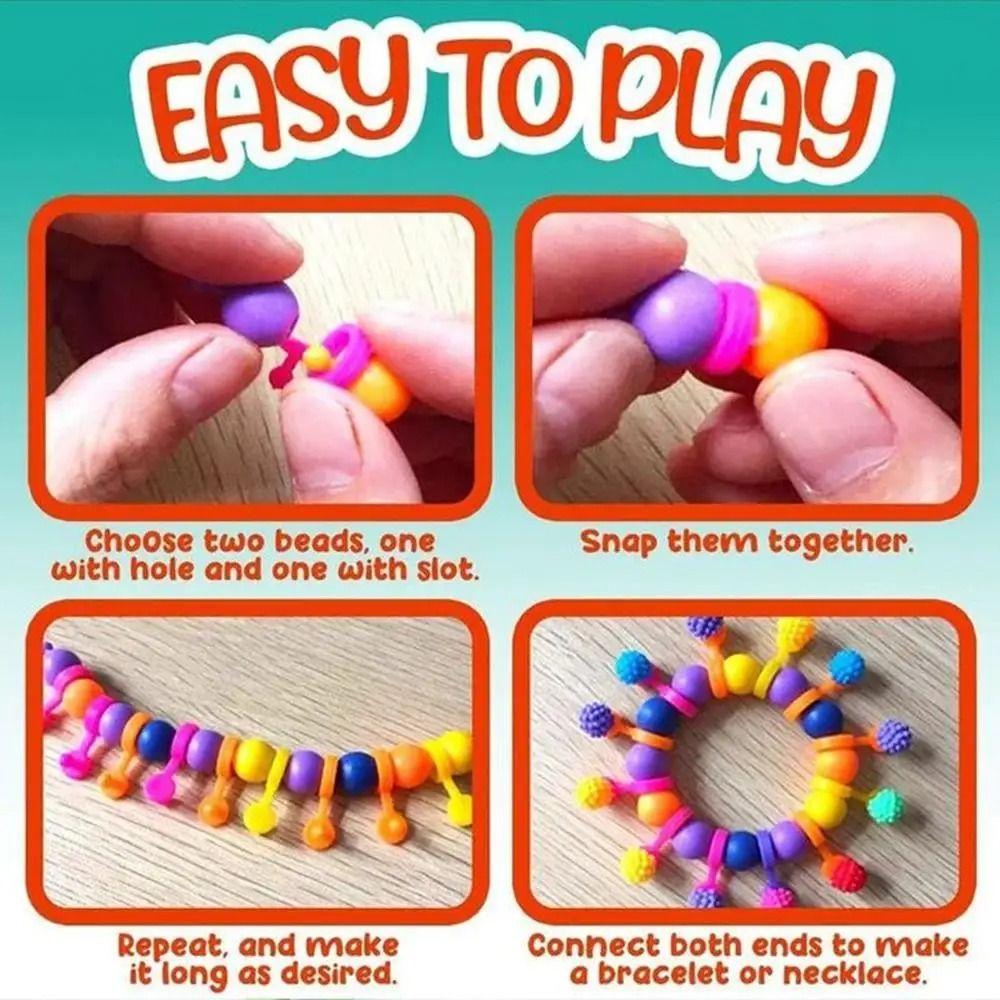108/188/308pcs Multi-shaped Snap Pop Beads Kits Educational Jewelry Making Toys  Children