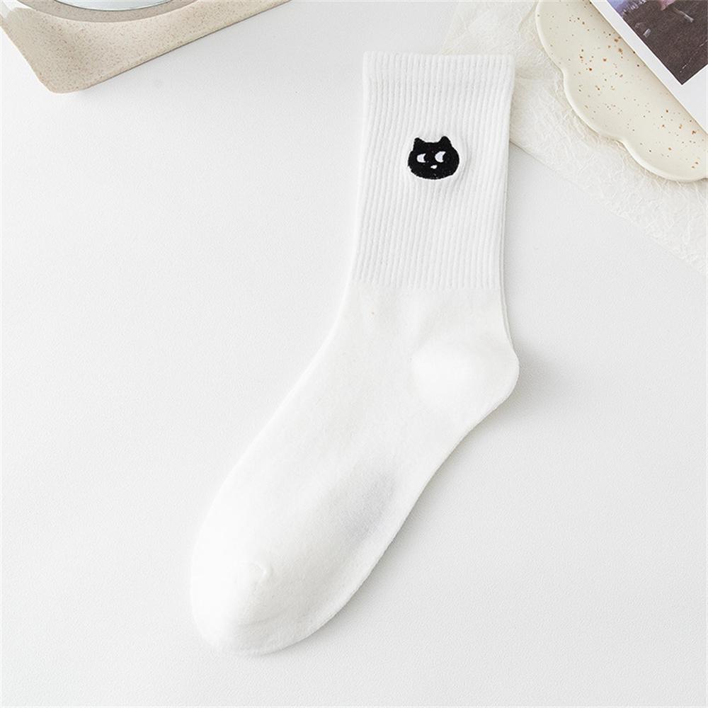 Chic New Women's Cute Cat Face Black White Socks Korean Harajuku Kawaii Kitten Hipster Casual Christmas Gift Dropship
