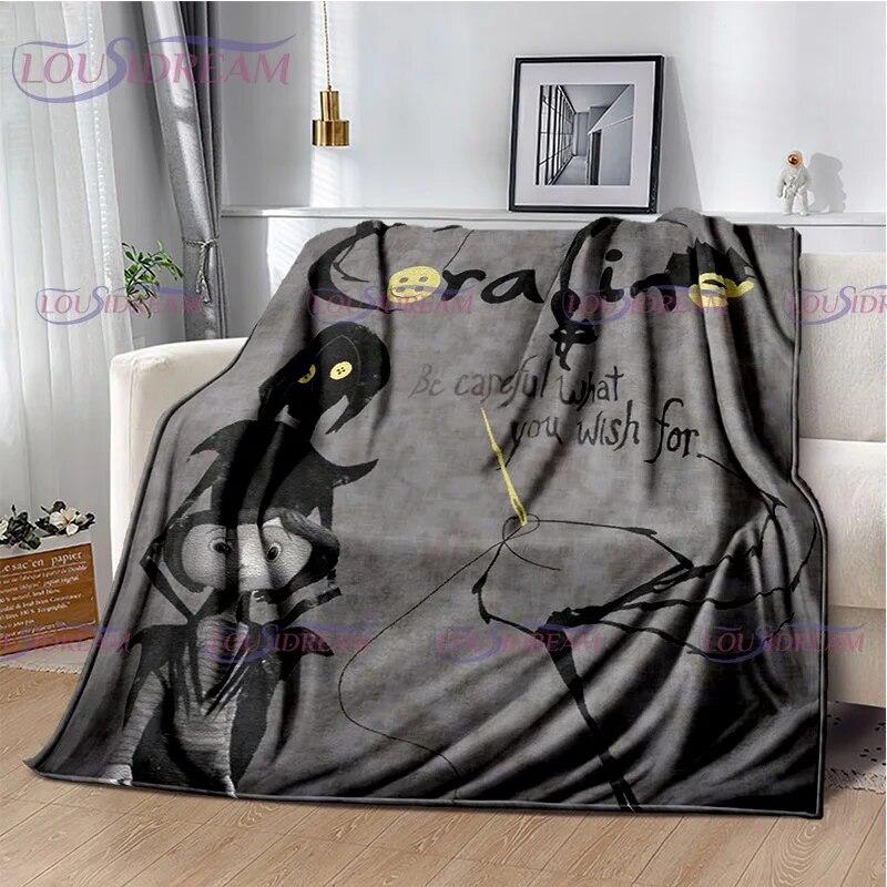 Одеяло в готическом стиле с анимационным принтом коралины, детское одеяло, семейное одеяло для сна, дивана, кровати, теплое одеяло, мягкое покрывало
