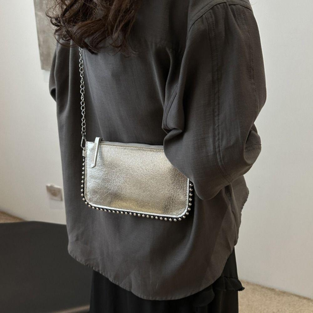 Сумка-тоут под мышкой с заклепками, корейский стиль, роскошная сумочка, элегантная винтажная сумка на плечо, женская