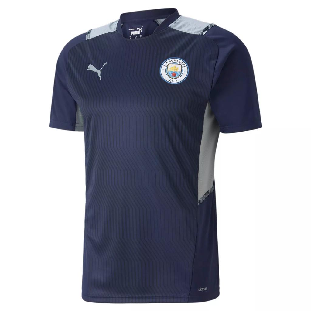 Puma Manchester City MCFC Training Jersey Retro Style Round Neck Color Block Training T-Shirt Men Tops Blue 764459-13