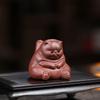Чайная фигурка из исинской глины Фиолетовая глина Гневливый кот Скульптура Ручная работа Декор для чайного столика для набора для чайной церемонии Кунг-фу Подарки для любителей чая Декор для дома и офиса