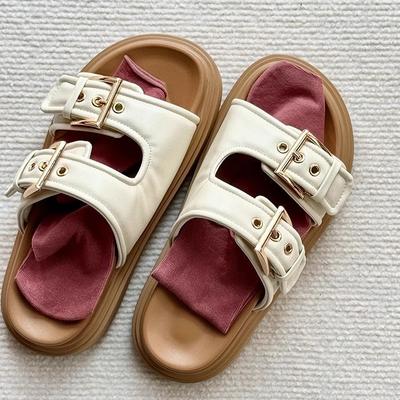 Спортивные тапочки женские летние повседневные 2025 новые универсальные модные с пряжкой на ремешке мягкая подошва однословные