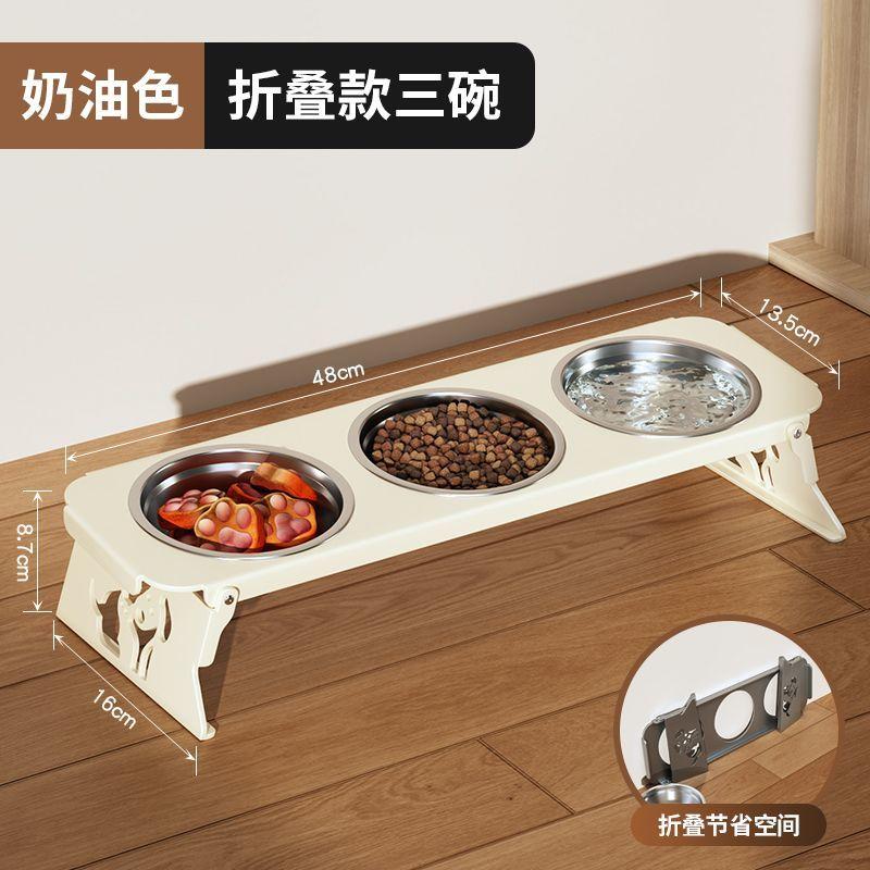 Foldable Stainless Steel Cats Feeder Anti-spill Multi-combination Pet Bowl Protect Neck Dogs Food Drinking Bowl Pets Accessories