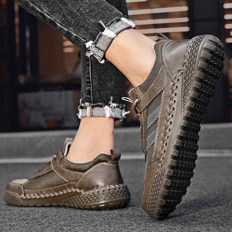 Модная и аутентичная мужская обувь. Повседневная мужская обувь ручной работы. Мужская повседневная кожаная обувь. Походная обувь.